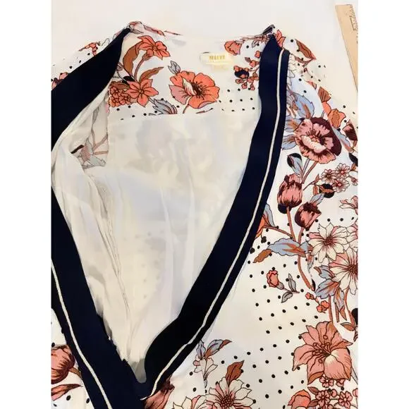 Maeve Anthropologie Womens White Short Sleeve Floral Polka Dot Wrap Dress US 8 - Picture 5 of 10